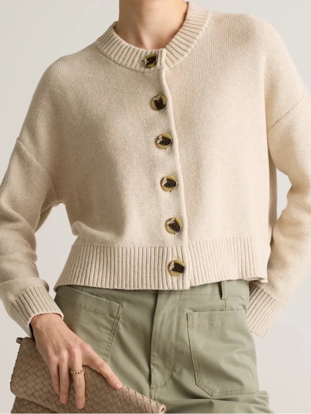 Quince Cream Cropped Button Cardigan